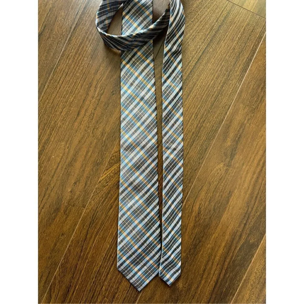 Penguin yellow blue brown plaid tie